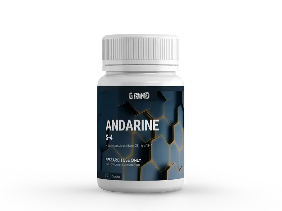 Andarine S-4 supplement bottle for research use only, no human consumption.